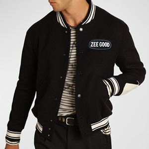 Chaqueta de béisbol de estilo callejero de invierno para hombre, cómoda, sólida, cálida, de lona de lana, cortavientos de algodón 100% para uso en exteriores - Product Image 3