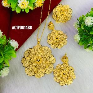 Ensemble de pendentifs en forme de fleur en plaqué or pour femmes-Bijoux de mode pour mariage - Product Image 4