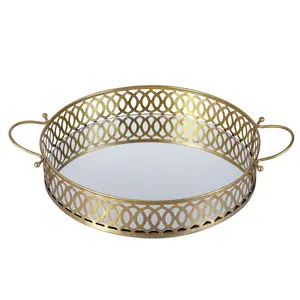Plateaux de service en métal d'approvisionnement direct d'usine pour des événements de mariage et la décoration à la maison plateau de stockage de qualité supérieure exporté - Product Image 5