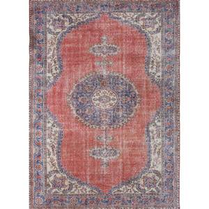 Tapis en laine noué à la main de grande taille, motif médaillon rouge et orange, pour salon, couloir rectangulaire - Pae-2289 - Product Image 1