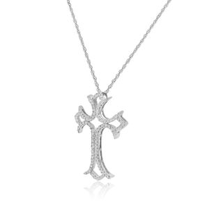 JEWELSPAARK Collier pendentif croix en diamant blanc naturel taille ronde 0,54 ct en argent sterling religieux chrétien - Product Image 2