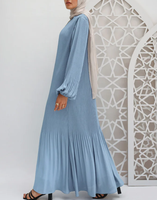 Robe musulmane YKD083 pour femmes, vêtements islamiques, hijabs, robe bleue ample traditionnelle, jupe large et fluide, élégante