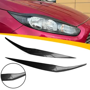 フォードフィエスタMK6.5ハッチバック/セダン20132014用ランプ眉毛カーボンファイバーフロントヘッドライトまぶたランプ眉毛