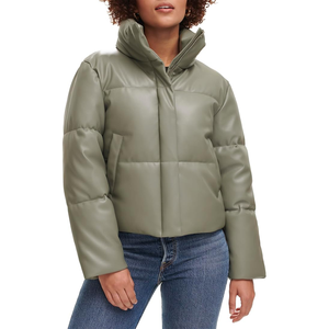Chaqueta de cuero transpirable de manga larga ligera para mujer tela de lona de algodón con relleno tendencia resistente al agua empacable crudo - Product Image 1