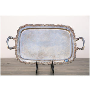 Plateau de service alimentaire en laiton massif poli or de conception classique grande taille de haute qualité idéal pour les desserts et les événements nouveauté - Product Image 3