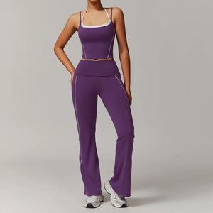 Ensemble de vêtements de sport pour femmes 2 pièces Leggings de yoga taille haute Soutien-gorge d'entraînement Vêtements d'entraînement Yoga Combinaisons de sport de haute qualité - Product Image 2