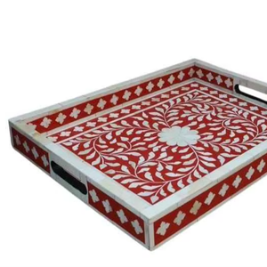 Bandeja Rectangular de Nácar Hecha a Mano Estilo Art Deco, Mueble de Madera con Incrustaciones de Hueso Personalizado, Florero Retráctil para Mesa, Decoración del Hogar - Product Image 3