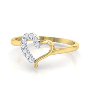 Anillo de Corazón de Oro Certificado de 14Kt/18Kt con 9 Diamantes Reales de 0.07ct de Peso Total, Opciones de Oro Amarillo/Rosa/Blanco - Product Image 3
