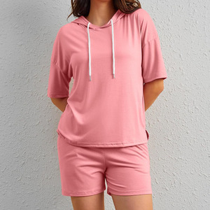 ชุดกางเกง2025มีฮู้ดและกางเกงขาสั้นผ้าคอตตอนทรงโอเวอร์ไซส์สำหรับผู้หญิงเสื้อผ้าแฟชั่น100% ปรับแต่งได้ - Product Image 2