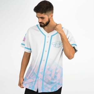 Jersey de béisbol personalizado Cinnamaroll animado personalizado con botones para hombre al por mayor - Product Image 3