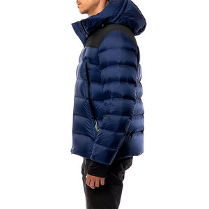 Veste matelassée en toile personnalisée en gros pour hommes, légère, matelassée, surdimensionnée, capuche, col montant, fermeture éclair, style urbain - Product Image 5