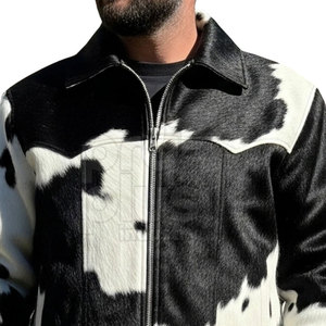 Veste en cuir de vache véritable pour homme, décontractée, d'hiver, avec fermeture éclair sur le devant, personnalisée, en cuir de vache véritable, avec séchage rapide écologique pour adultes - Product Image 3