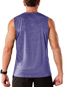 Débardeur en polyester pour hommes, tissu extensible à séchage rapide avec col rond et conception d'épaule large pour l'entraînement en salle de sport, la course à pied et le fitness actif - Product Image 2