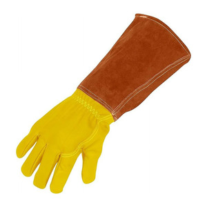 Guantes de soldadura Tig de cuero de vaca de grano y cuero dividido de calidad superior Guantes de construcción resistentes al calor de protección personal - Product Image 2