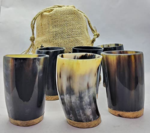 Gobelet en corne naturelle personnalisable de haute qualité en métal corne de buffle verre à boire pour le vin et les boissons pour les fêtes - Product Image 3