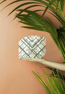 Silver Black Mother of Pearl With Resin Clutch Bag Resin Purse Resin Clutch Bags Purse <b>for</b> Women Fashion with Long Metal Chain - Product Image 4