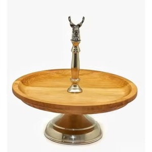 Soporte decorativo para servir pasteles de mesa elegante de 2 niveles con mango de diseño de hoja soporte para servir postres para accesorios de artículos de Hotel - Product Image 3