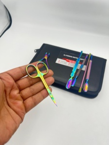 Outils professionnels de soin des ongles, logo personnalisé, ensemble de manucure et pédicure multicolores arc-en-ciel, pinces, repousse-cuticules, coupe-ongles en acier inoxydable - Product Image 2