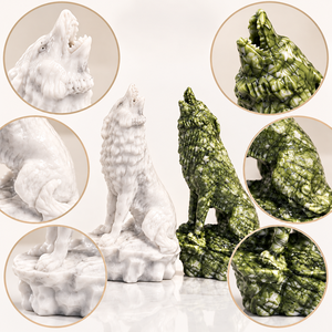 Figurine de loup hurlant en cristal sculpté à <span class=keywords><strong>la</strong></span> main de 25 cm, statue de loup en pierre précieuse polie, sculpture animale pour <span class=keywords><strong>la</strong></span> décoration de <span class=keywords><strong>la</strong></span> maison et les cadeaux - Product Image 4