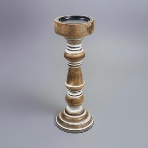 Soporte de vela de madera simple de suministro de fábrica en candelabros de acabado natural para decoración del hogar - Product Image 2