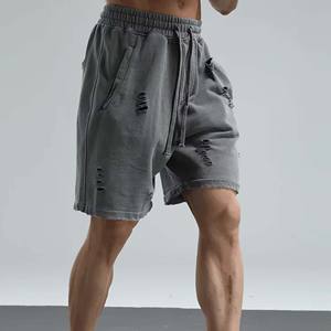 Pantalones cortos holgados de jogging de algodón 100% a la moda para hombre, cintura elástica cómoda, peso pesado, gimnasio atlético, patrón sólido de gran tamaño - Product Image 6
