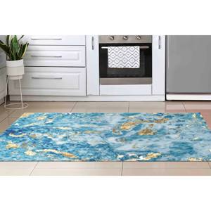 Tapis en marbre bleu et or : Tapis d'appoint contemporain scintillant, avec poils doux - Product Image 3