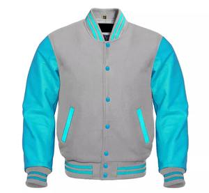 แจ็คเก็ตเบสบอลมหาวิทยาลัยเลตเทอร์แมนแบบพรีเมี่ยมสำหรับทุกเพศหนังแท้แขนผ้าแคนวาสสีน้ำเงินเข้มฤดูหนาว - Product Image 3