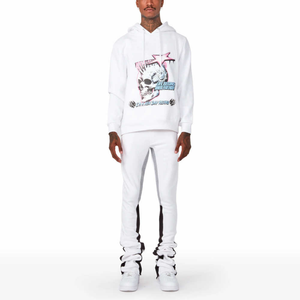 Conjuntos de ropa para hombre, 100% de algodón, conjuntos de chándal de dos piezas acampanados apilados personalizados para hombre, ropa de calle, pantalones de chándal lavados, traje para hombre - Product Image 5