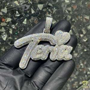 Joyería Hip Hop personalizada VVS Lab Grown Diamonds 925 Sterling Silver 3D Letter Pendant Jewelry - Product Image 4