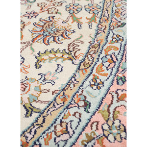 Gulmarg Ivory Hand Knotted Silk <b>Rugs</b> Medallion Rectangle Patchwork Patterns 9x12 for Home Living Room Decorations Skps-132" - Product Image 3