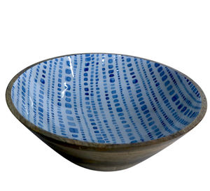 Stylish Wooden Serving <b>Bowl</b> with Elegant <b>Enamel</b> Print Design Sustainable Elegant Salad & Fruits <b>Bowl</b> for Parties - Product Image 1