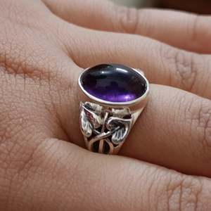 Romantic Boho <b>Statement</b> <b>Ring</b> Handmade Natural Amethyst Sterling Silver Purple Gemstone Birthday Christmas Gift for Her - Product Image 3