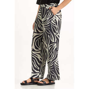 Pantalones de pana de cintura alta y pierna ancha para mujer WM-COD-SS25-350B con decoración estampada y cordón incluido - Product Image 3