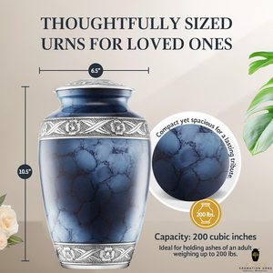 Urnas de Cremación para Adultos Hechas a Mano, Estilo Europeo, Color Azul y Plateado, 10 Pulgadas, Bolsa de Terciopelo, Ecológicas, Duraderas, Diseño Personalizable - Product Image 5