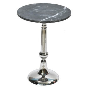 Table ronde en aluminium moderne de haute qualité avec dessus en marbre et fond Table basse ronde en métal fini nickel pour meubles de maison - Product Image 1