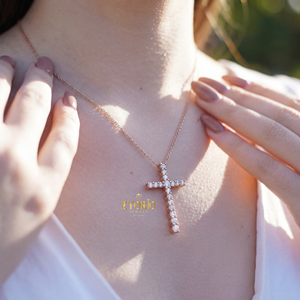 Collar con Colgante de Cruz de Diamantes Cultivados en Laboratorio, Cadena de Oro de Plata Esterlina 925, Collar con Cruz de Fe para Mujer, Joyería de Regalo Religiosa - Product Image 4