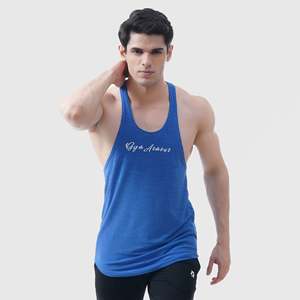 Débardeur XL bleu marine Flex Fit respirant de compression pour musculation, style basique uni avec broderie de strass, en polyester et coton - Product Image 3