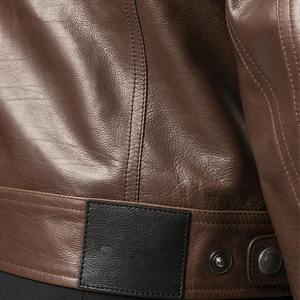 Blouson en cuir de mouton OEM de haute qualité pour homme, col montant, fermeture éclair, style décontracté et urbain - Product Image 6