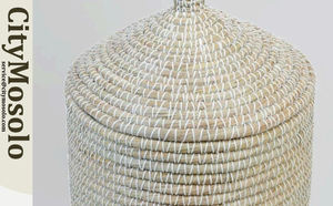 <b>Large</b> Handmade Seagrass Decorative Storage Basket with <b>Ring</b> Handles Woven Organizer for Kids' Storage - Product Image 5