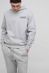 Survêtement de fitness gris chiné personnalisé coupe régulière 100% coton 400GSM épais polaire Slim fit unisexe Jogging survêtement BASSE quantité minimale de commande - Product Image 2