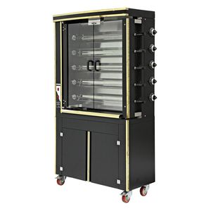 Four à rôtir au gaz commercial GGM Gastro GHGE530-30kW - avec 5 broches pour jusqu'à 30 poulets - Noir - Product Image 1