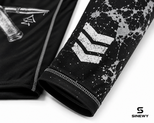 เสื้อรัดกล้ามเนื้อ SINEWY Bullet Club สำหรับผู้ชาย แบบเข้ารูป แขนยาว ระบายเหงื่อได้ดี สีดำ พิมพ์ลายแบบ Sublimation - Product Image 6