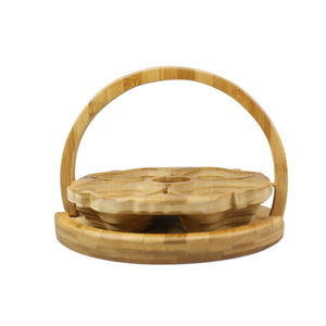 4 <b>Small</b> Apple Multi-Compartments Shapes Bamboo Dry Fruit Folding <b>Basket</b> Dry Nuts Tray Portable Coaster Wedding Party Decoration - Product Image 3