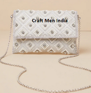 Bolso de Mano Bordado con Cuentas de Semillas Hecho a Mano para Bodas, Bolso de Mano Bordado con Cuentas para Fiestas y Eventos, Bolso de Moda en Oferta - Product Image 3