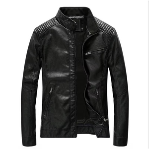 Wear Hoodies Jacket <b>top</b> quality <b>top</b> fashion <b>Black</b> Double Zip with Buttons Closure Leather Jacket Men Jeans Leather Jackets - Product Image 1