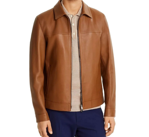 100% Genuine Leather Shirt Style <b>Slim</b> <b>Fit</b> Breathable Viscos Lining Zipper Closure Wholesale <b>Men</b> Winter Fashion Leather <b>Jacket</b> - Product Image 4