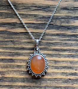 Collier en argent Sterling cristal cornaline coupe ovale pendentif âme soeur bijoux délicats cadeau de mariage fait main non terni pour les femmes - Product Image 2