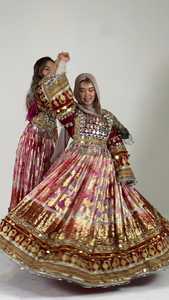 Afghani Womens Linen Satin Vintage Handmade Sequined Beading Ruffles Casual Dress <b>Animal</b> <b>Pattern</b> Embroidery Button Detail - Product Image 6