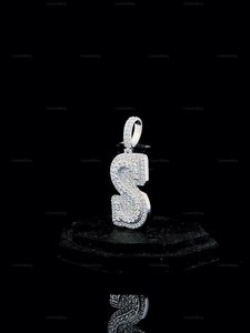 Colgante Personalizado con Letra S, Diamantes Moissanite VVS, Plata de Ley 925, Brillante, Estilo Hip Hop, Lujoso - Product Image 3