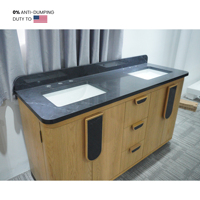 Fournisseur du Vietnam Résistance aux solvants Pierre de quartz artificielle noire de carrare non absorbante Double évier Comptoir de salle de bain